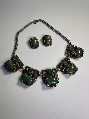 1940s Green Glass and Rhinestone Set Bloomers and Frocks